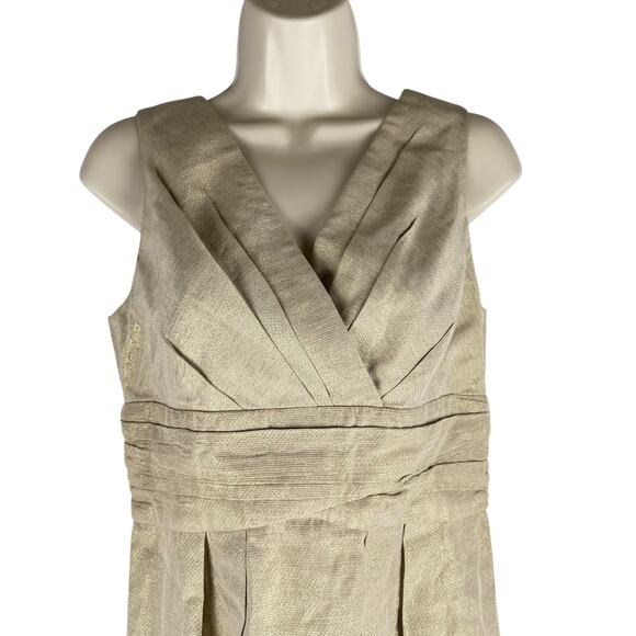 Shoshanna Gold Shimmer Sheath Dress Sleeveless Back Zip Size 8 - Picture 2 of 7
